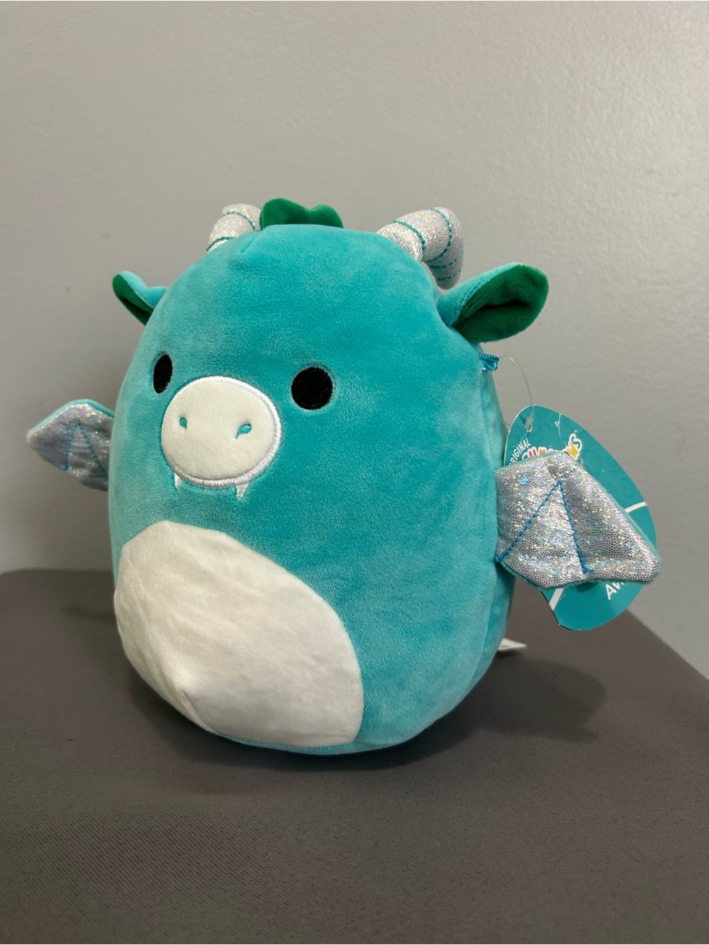 Squishmallows Averill Teal Dragon with Silver Sparkle Wings
